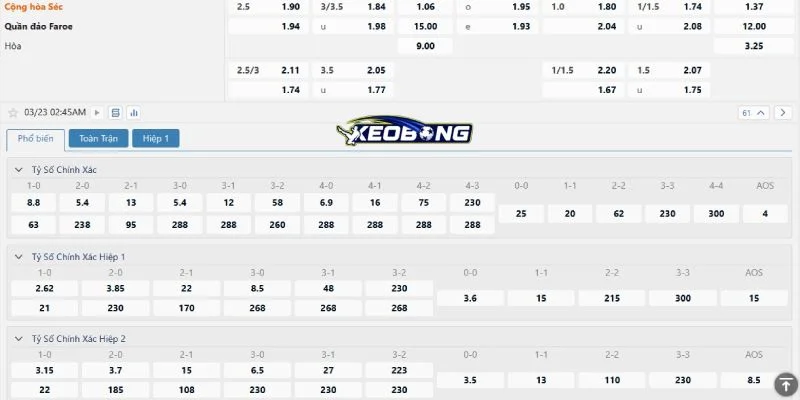 Những tỉ lệ cược đáng chú ý trận CH Séc vs Đảo Faroe