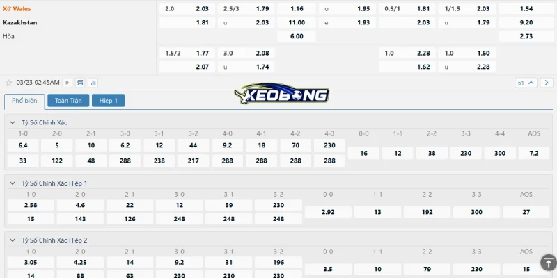 Những tỉ lệ cược đáng chú ý trận Xứ Wales vs Kazakhstan
