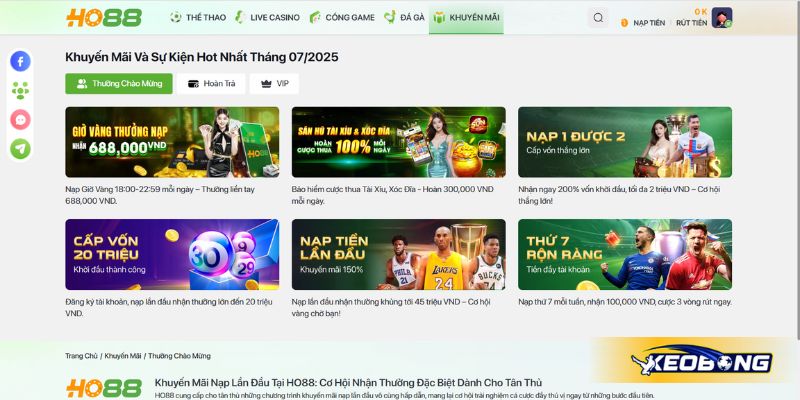 Khuyến mãi ngập tràn tại HO88