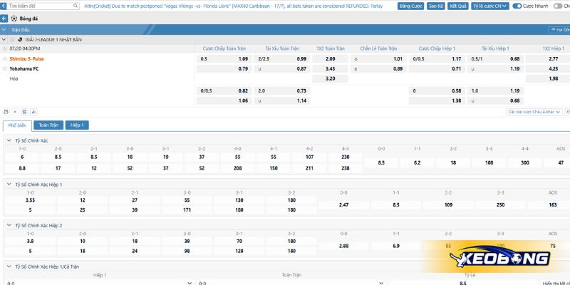 Soi kèo trận đấu Shimizu S-Pulse vs Yokohama FC
