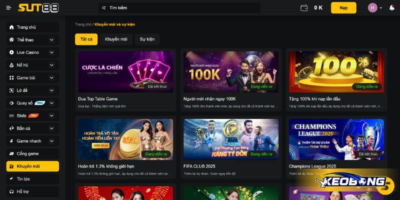 Khuyến mãi ngập tràn tại nhà cái SUT88