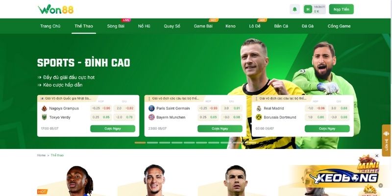 Trải nghiệm cá cược thể thao tại nhà cái Won88